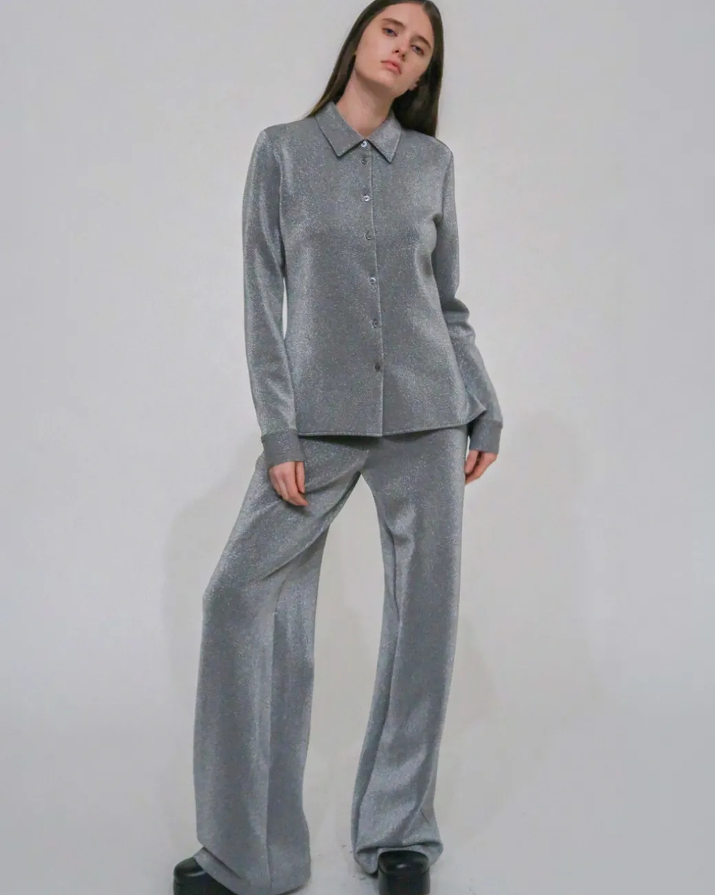 FITTED STRAIGHT PULL-ON PANT - LUREX