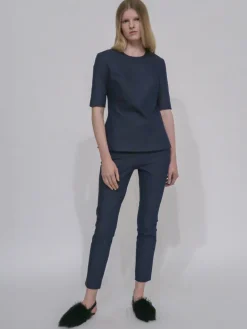 FITTED T-SHIRT TOP - STRETCH TWILL