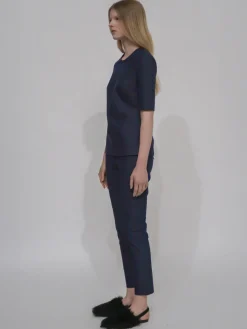 FITTED T-SHIRT TOP - STRETCH TWILL