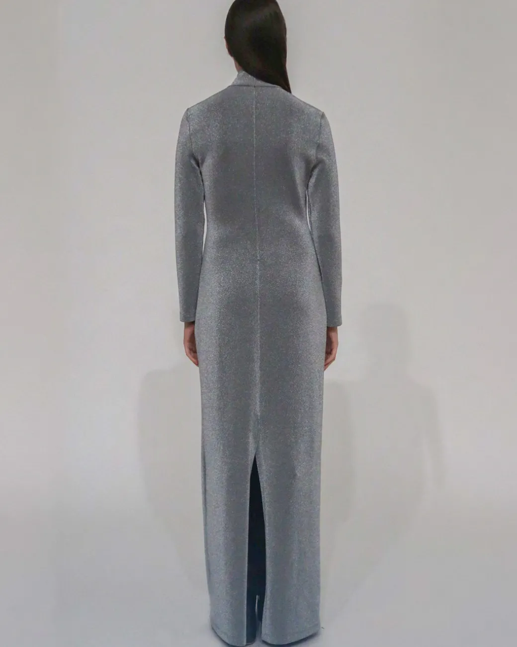 FITTED TURTLENECK MAXI DRESS - LUREX