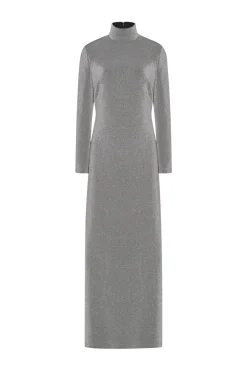 FITTED TURTLENECK MAXI DRESS - LUREX