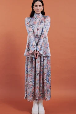 FLARE SLEEVE MAXI DRESS