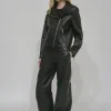 FUNNEL NECK MOTO JACKET - PLONGE