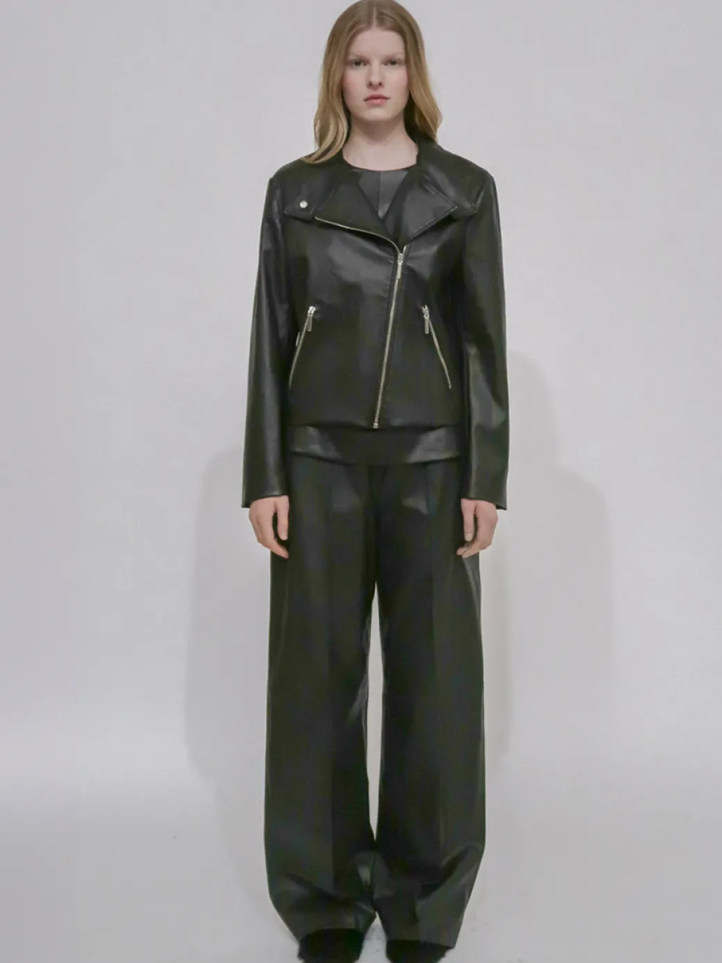 FUNNEL NECK MOTO JACKET - PLONGE