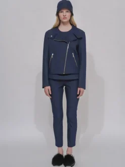 FUNNEL NECK MOTO JACKET - STRETCH TWILL