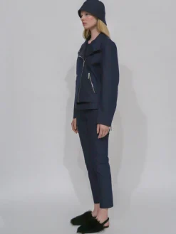 FUNNEL NECK MOTO JACKET - STRETCH TWILL
