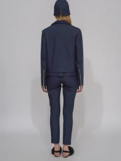 FUNNEL NECK MOTO JACKET - STRETCH TWILL