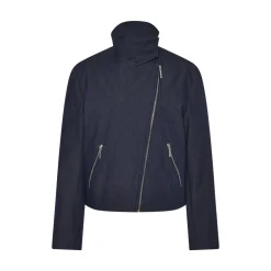 FUNNEL NECK MOTO JACKET - STRETCH TWILL
