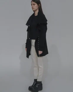 FUNNEL NECK SNAP CARDIGAN