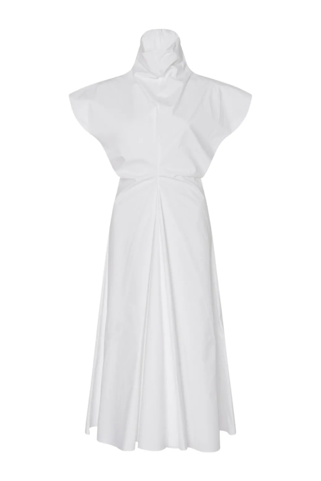 FUNNEL NECK TORQUED DRESS