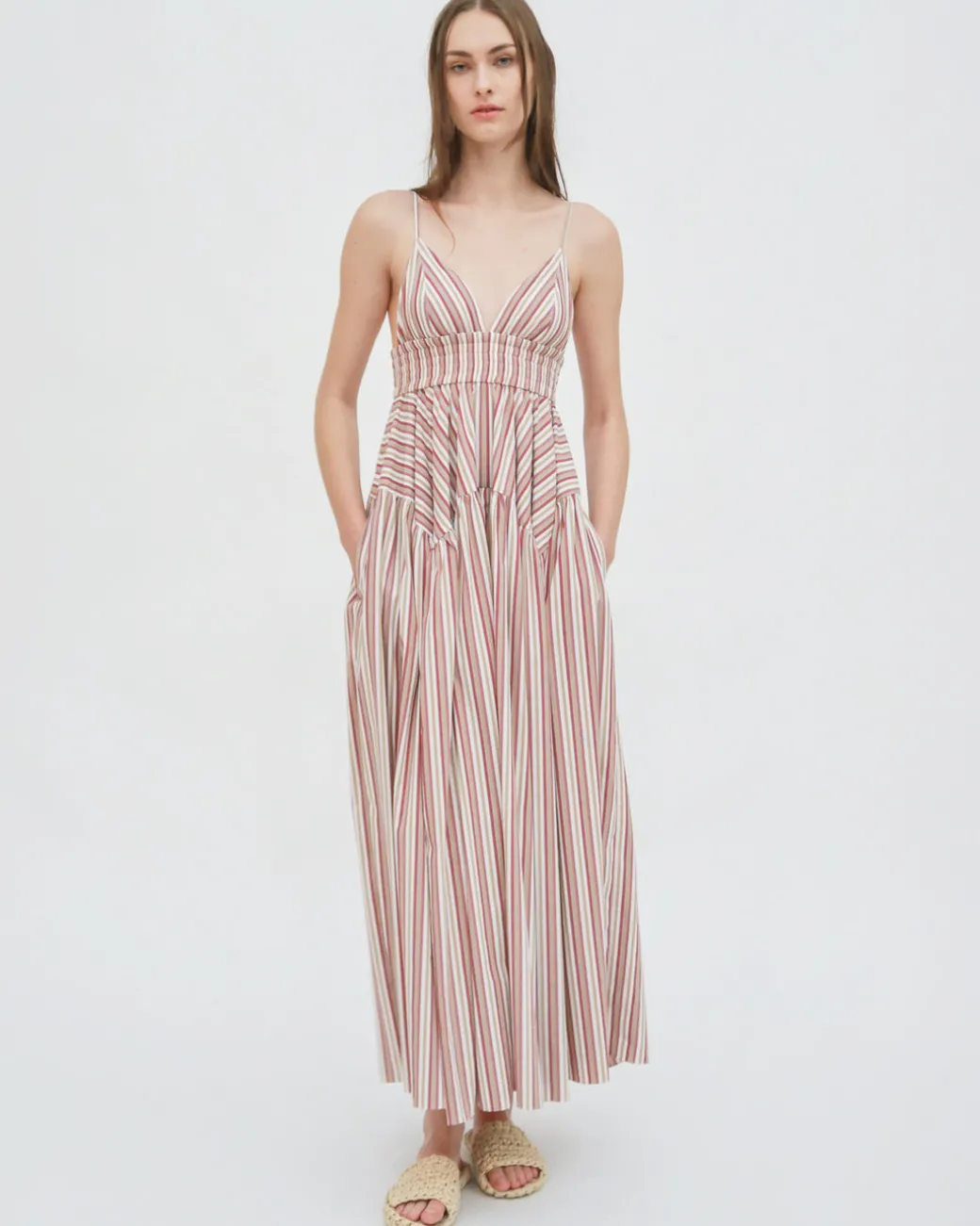 GATHERED PEPLUM CAMISOLE DRESS