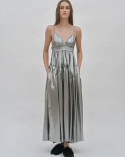 GATHERED PEPLUM CAMISOLE DRESS