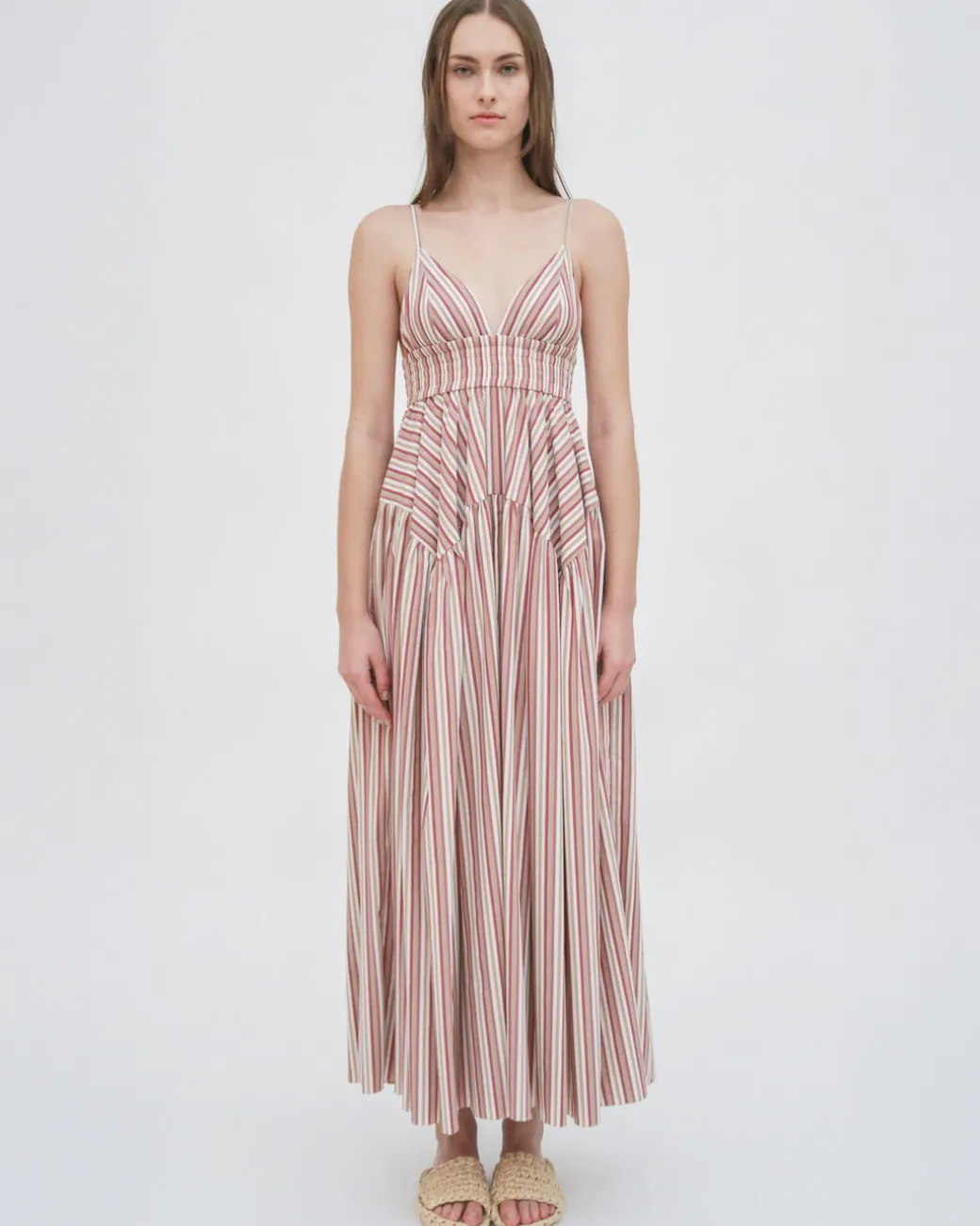 GATHERED PEPLUM CAMISOLE DRESS