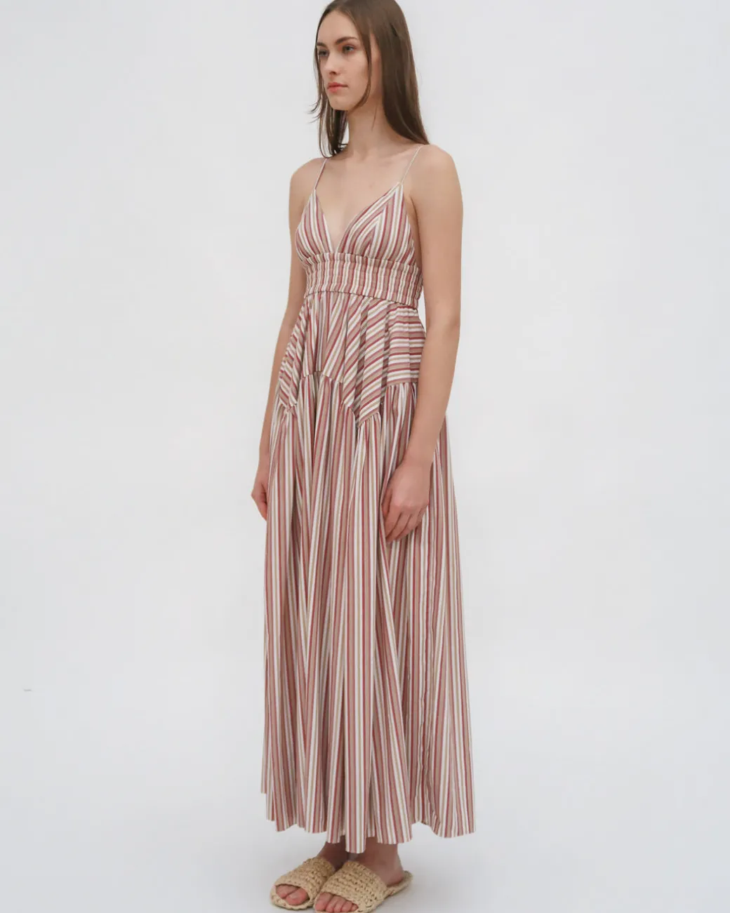 GATHERED PEPLUM CAMISOLE DRESS
