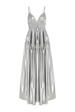 GATHERED PEPLUM CAMISOLE DRESS