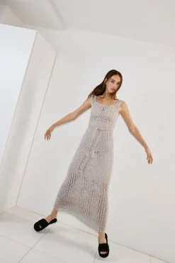 HAND CROCHET SQUARE NECK TANK DRESS