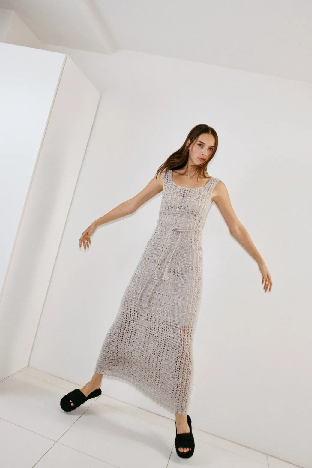 HAND CROCHET SQUARE NECK TANK DRESS