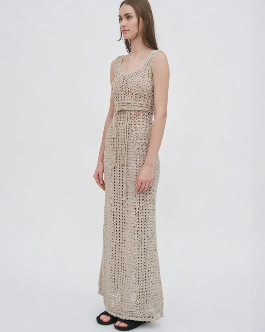 HAND CROCHET SQUARE NECK TANK DRESS