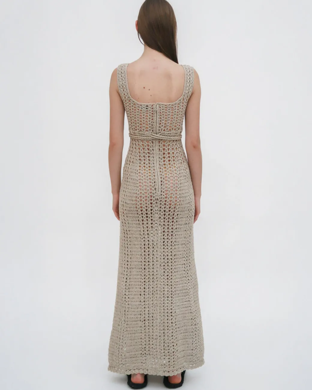 HAND CROCHET SQUARE NECK TANK DRESS