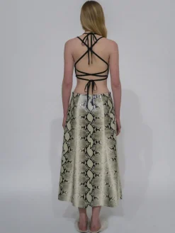 LACE UP BIB TOP - EMBOSSED PYTHON