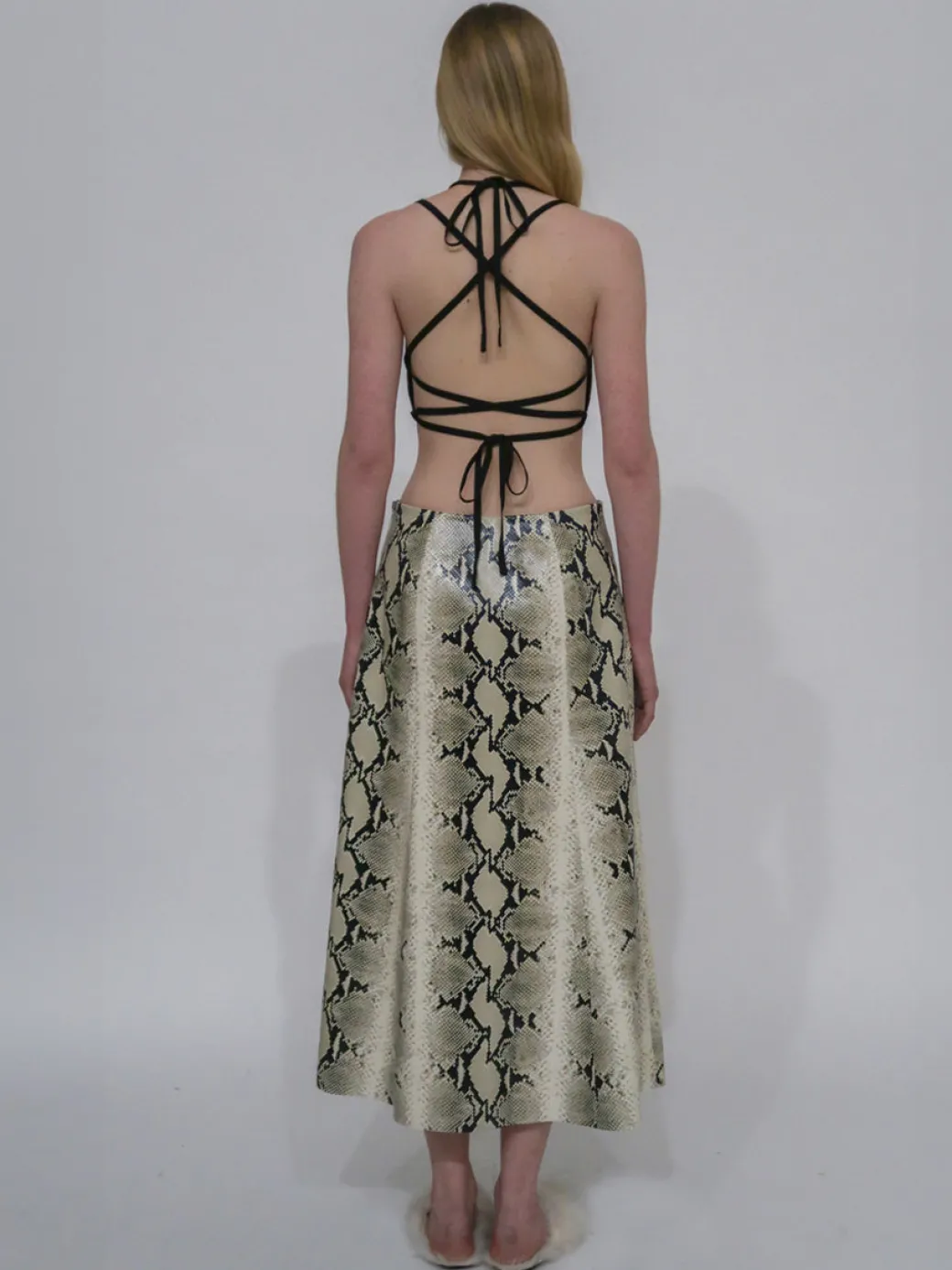 LACE UP BIB TOP - EMBOSSED PYTHON
