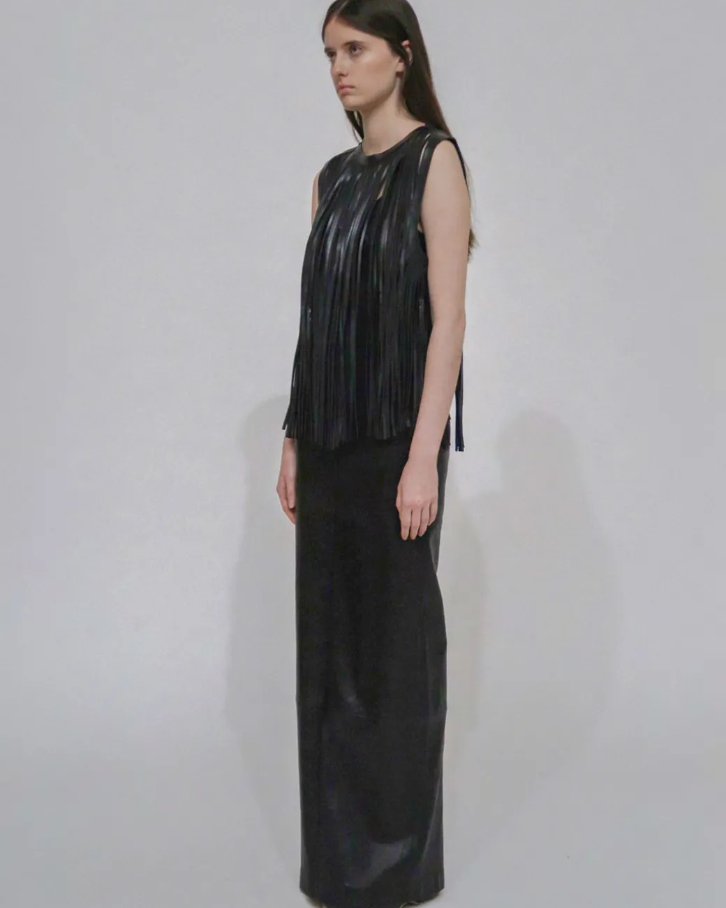 LEATHER FRINGE TOP