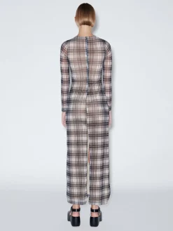 Long Sleeve Crewneck Mesh Maxi Dress