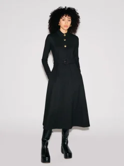 LONG SLEEVE SHIRTDRESS - SOLID INTERLOCK