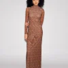 LONG SLEEVE TURTLENECK DRESS - PAISLEY MESH