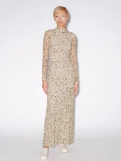 LONG SLEEVE TURTLENECK DRESS - FOAM
