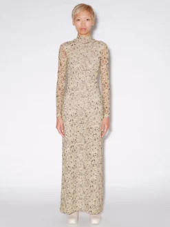 LONG SLEEVE TURTLENECK DRESS - FOAM