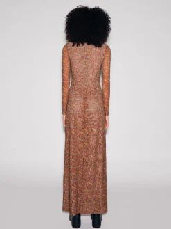 LONG SLEEVE TURTLENECK DRESS - PAISLEY MESH