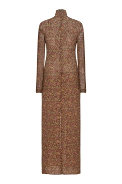 LONG SLEEVE TURTLENECK DRESS - PAISLEY MESH