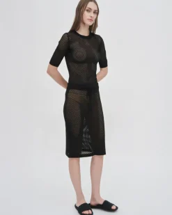MESH CROPPED SLEEVE SWEATER