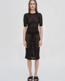 MESH CROPPED SLEEVE SWEATER