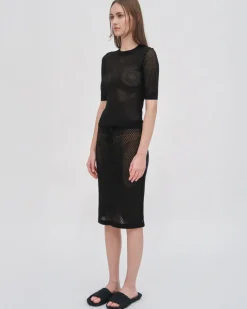MESH CROPPED SLEEVE SWEATER