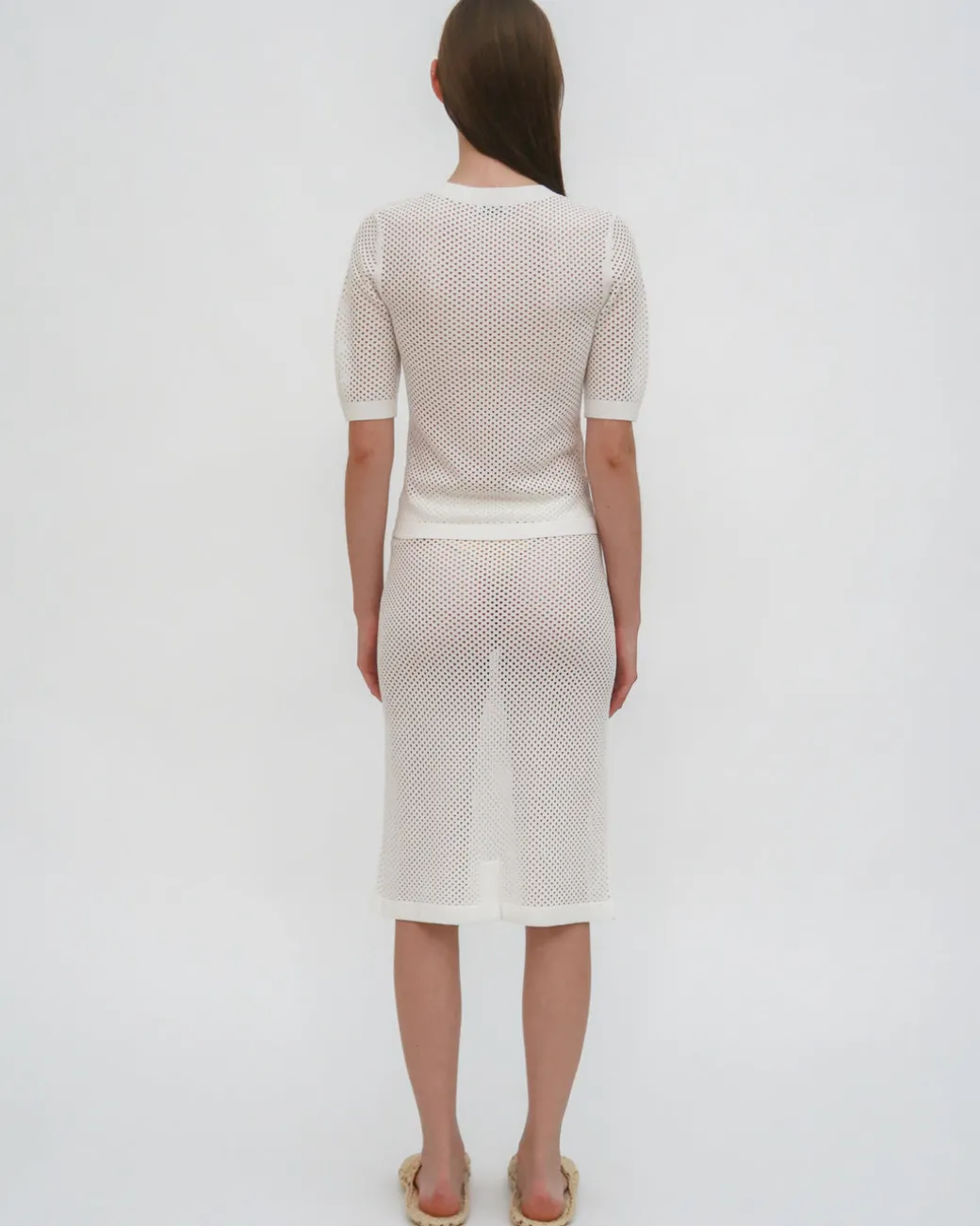 MESH CROPPED SLEEVE SWEATER