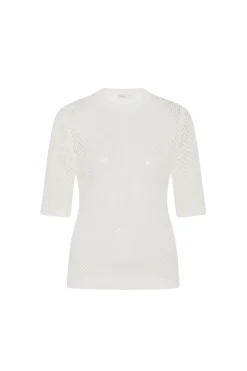 MESH CROPPED SLEEVE SWEATER