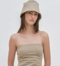 PANELED BUCKET HAT - HOUNDSTOOTH