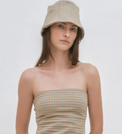 PANELED BUCKET HAT - HOUNDSTOOTH