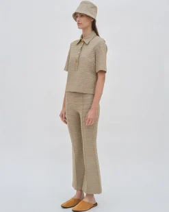 PULL ON CROPPED FLARE - HOUNDSTOOTH PLAID
