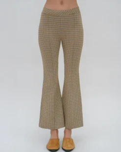 PULL ON CROPPED FLARE - HOUNDSTOOTH PLAID