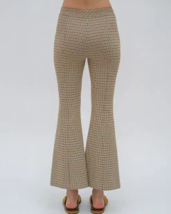 PULL ON CROPPED FLARE - HOUNDSTOOTH PLAID