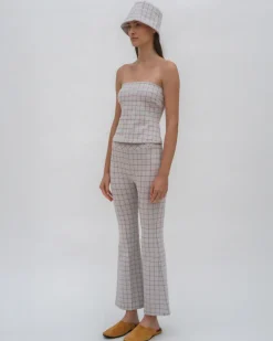 PULL ON CROPPED FLARE - STRIPED WINDOWPANE