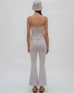 PULL ON CROPPED FLARE - STRIPED WINDOWPANE