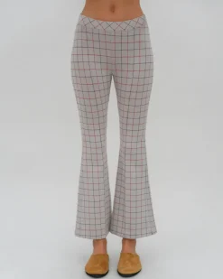 PULL ON CROPPED FLARE - STRIPED WINDOWPANE