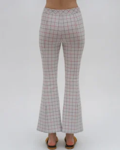 PULL ON CROPPED FLARE - STRIPED WINDOWPANE
