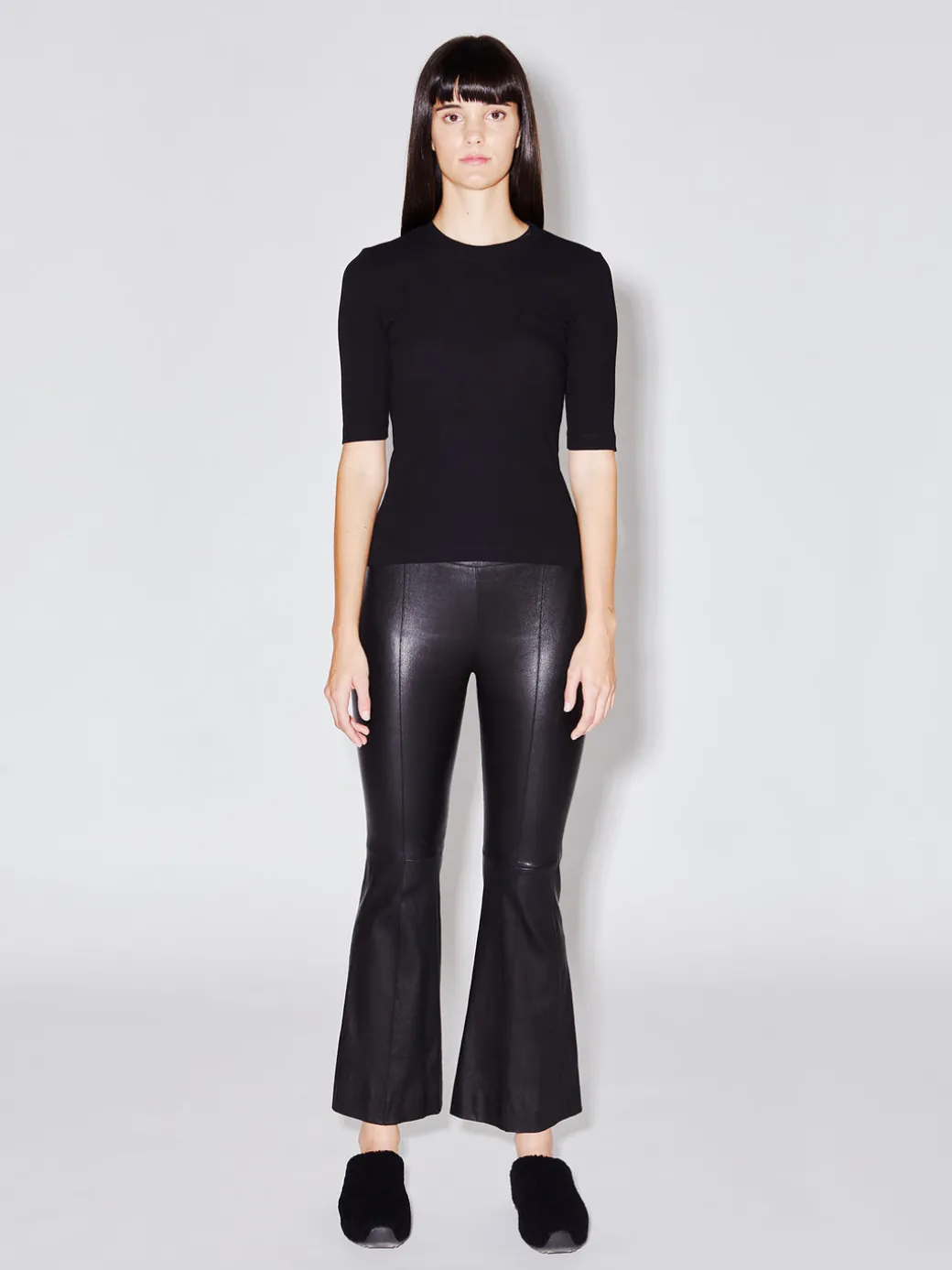 Pull On Cropped Leather Flare
