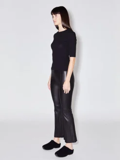 Pull On Cropped Leather Flare