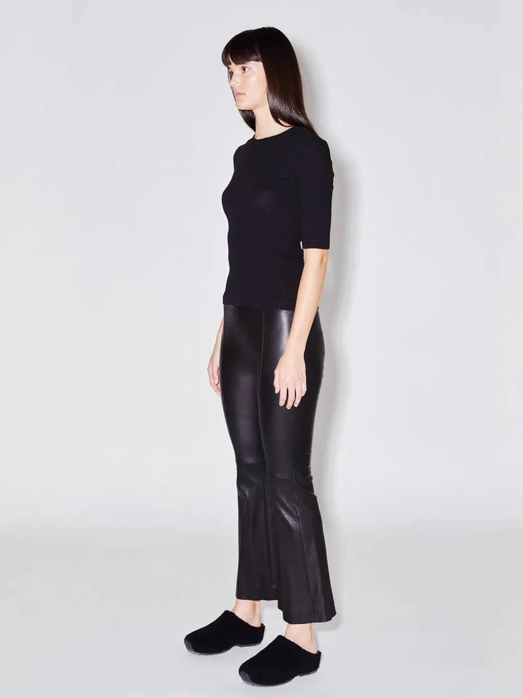 Pull On Cropped Leather Flare